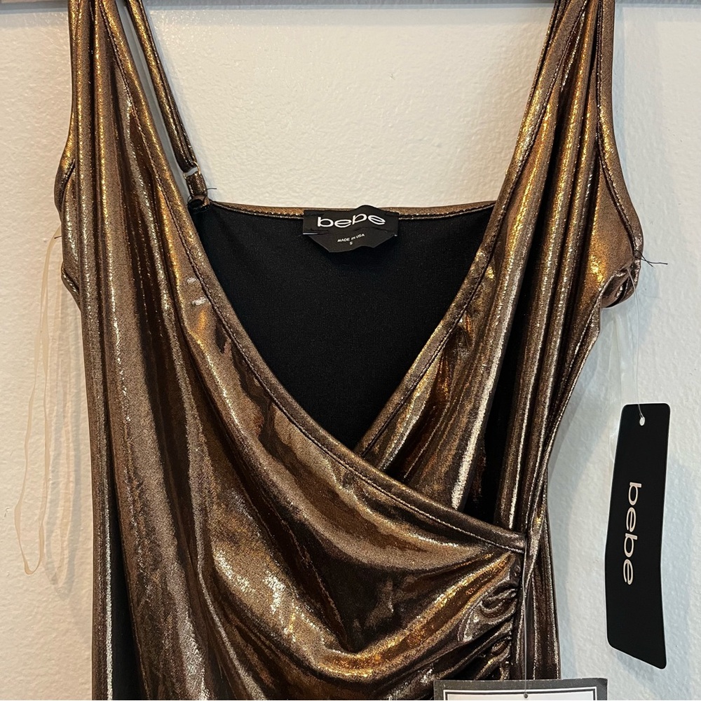 Metallic Brown/Gold Bebe Dress NWT